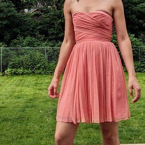 J. Crew, 100% Silk, Solid Coral Pink Cocktail Dress